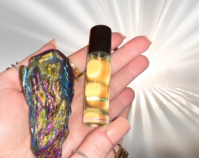 Citrus Meridian Perfume Oil and Crystal ~ Crystal Goddess 888 Exclusive Multisensory Set ~ Combining Poetry, Scent and Crystals