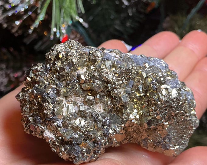 CLEARANCE! ~ Pyrite Crystal Cluster ~ Large 10 oz. ~ 3" Long ~ Super Sparkling Golden Specimen ~ Meditation Stone, Altar Feng Shui