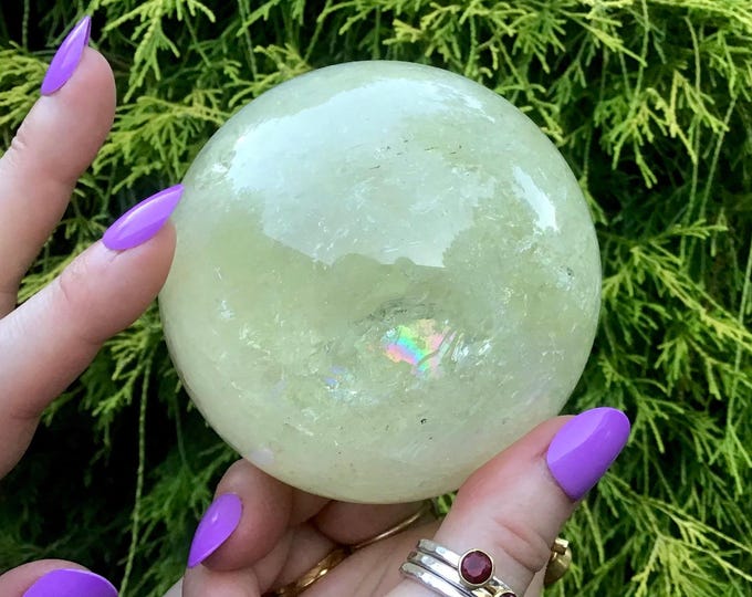 Citrine Crystal Ball ~ 1 Lb. 13. oz. ~ 3" Wide ~ Smoky Phantom Inclusions ~ Solar Plexus Chakra Reiki Altar Display ~ Fast & Free Shipping