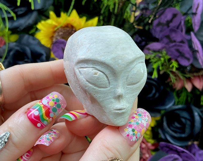 Fossilized Coral Stone Mini Crystal Skull ~ 5 oz ~ 2" Tall ~ Peach & Gray Colors ~ Expertly Hand -Carved Display Sculpture ~ Fast Shipping