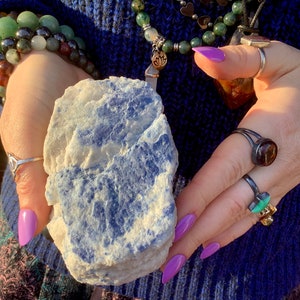 Blue Dumortierite On Quartz Crystal ~ Large 1 Lb. ~ 4&quot; Long ~ Sparkling Blue and White Colors ~ Natural Home Decor ~ Fast & Free Shipping
