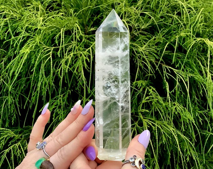 High Altitude Himalayan Clear Quartz Crystal Generator ~ Large 7.9 oz. ~ 6" Long ~ Ultra Clear, Sparkling Rainbow Inclusions ~ Fast Shipping