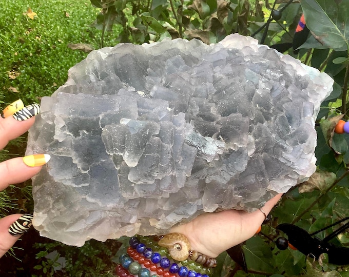 CLEARANCE! ~ Blue Fluorite Crystal Cluster ~ Large 12 lb.10 oz. ~ 11" Long ~ Sparkling Translucent Specimen ~ Periwinkle Blue ~