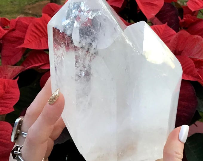 Clear Quartz Crystal Twin Flame Generator ~ Large 4 lb. 7 oz. ~ 7" Tall Double Point Tower ~ Sparkling Inclusions ~ Fast & Free Shipping ~