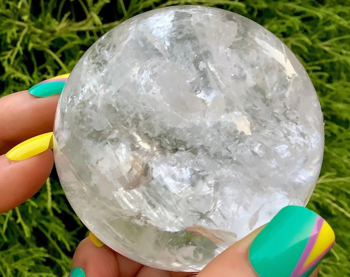 Clear Quartz Crystal Ball ~ Large 14 oz. ~ 2 1/2" Wide ~ Reiki, Altar, Feng Shui, Meditation ~ Fast & Free Shipping from USA ~ Rainbows