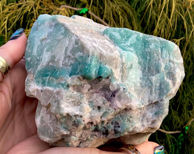 CLEARANCE! ~ Amazonite Crystal Cluster ~ Large 2 Lb. 15 oz. ~ 4" Long ~ Throat Chakra Reiki Healing Altar Display