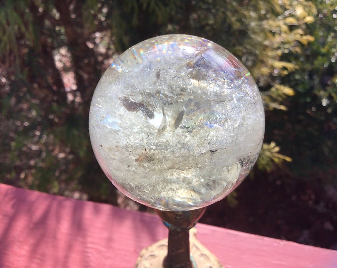 Citrine Crystal Ball ~ 7.8 oz. ~ 2" Wide ~ Sparkling Rainbow Inclusions ~ Décor Altar Meditation Reiki ~ Fast & Free Shipping