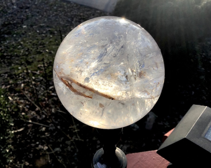 Clear Quartz Crystal Ball ~ Large 2 Lb. ~ 3" Wide Sphere ~ Beautiful Reiki Feng Shui Display ~ Elegant Show Piece ~ Fast & Free Shipping