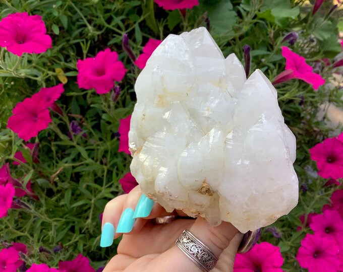Himalayan Healing Quartz Crystal Cluster ~ Large 1 Lb. 5 oz. ~ 4" Long ~ Sparkling Striations ~ Double Terminated Points ~ Fast Shipping