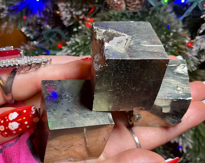 Pyrite Cubic Crystal 3 Piece Set ~ 15 oz. Total Weight ~ 1 1/2" Square