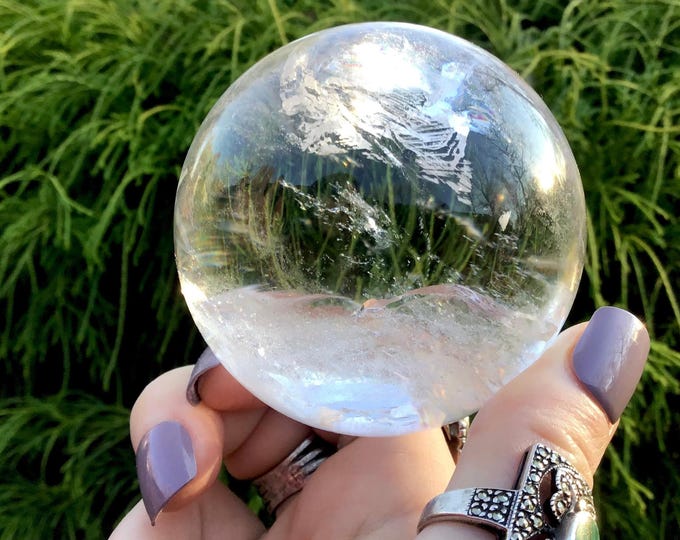 Ultra Clear Quartz Crystal Ball ~ 12.9 oz. ~ 2" Wide ~ Beautiful Inclusions ~ Natural Metaphysical Home Decor ~ Fast & Free Shipping ~