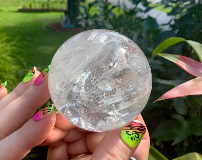 Clear Quartz Crystal Ball ~ 10 oz.~  2" Wide Polished Sphere ~ Beautiful Display ~ Reiki Feng Shui ~ Stunning Show Piece