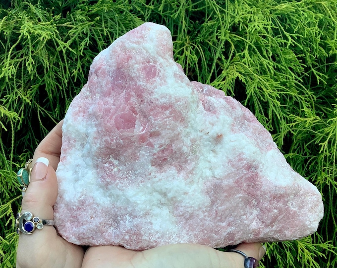 Pink Opal Crystal Cluster ~ Large 5 lb. 9 oz. ~ 7 1/2" Long ~ Heart Chakra Reiki Display ~ Love, Beauty, Goddess Altar Decor ~ Rare Specimen