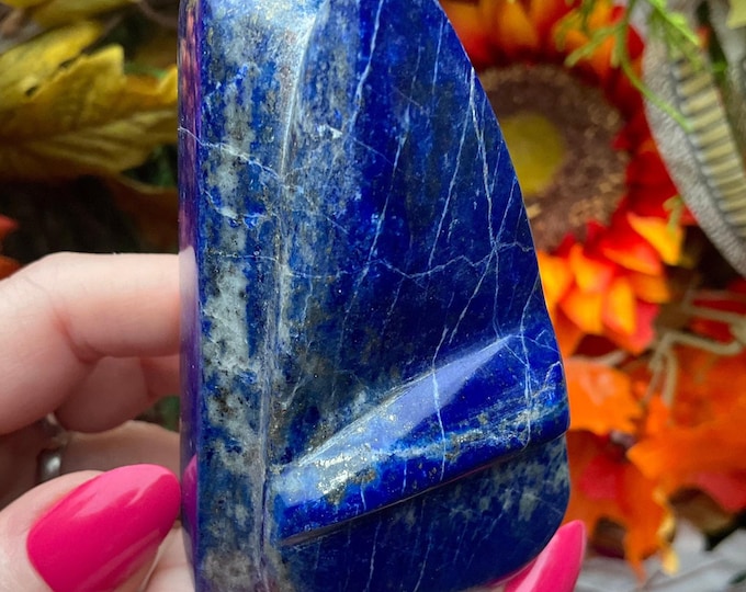 Lapis Lazuli Freeform Crystal ~ Large 6 oz. ~ 3" Long ~ Sparkling Indigo Blue Color ~ Reiki, Altar Display ~ Fast & Free Shipping, U.S.A. ~