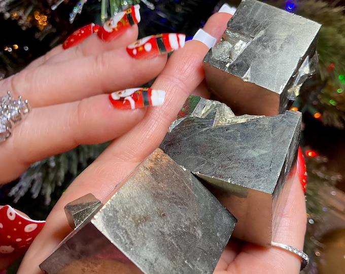 Pyrite Cubic Crystal 3 Piece Set ~ 14 oz. Total Weight ~ 1 1/2" Square