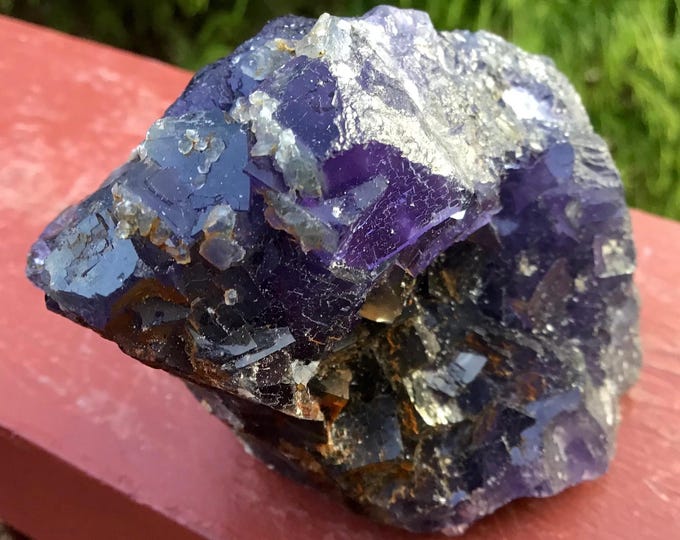 Purple Fluorite Crystal Cluster ~ 10 oz. ~ 3“Long ~ Sparkling Crystals on Matrix ~ Cubic Formation ~ Home Decor~ Fast & Free Shipping