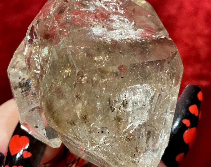 CLEARANCE! ~ Natural, Raw, Herkimer Diamond Crystal 2" Long ~ Double Terminated Skeletal Sparkling Rainbow Inclusions ~Silver Flashes