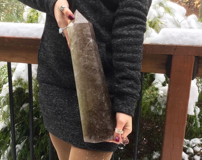 Smokey Citrine Crystal Generator ~ Large 10 lb. 8 oz. ~ 14" Tall Tower ~ Sparkling Rainbow Inclusions ~ Highest Quality ~ Fast Free Shipping
