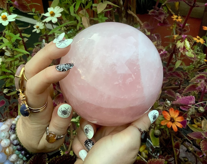 Rose Quartz Crystal Ball ~ Large 4 lb. 10 oz. ~ 4 1/2" Wide ~ Beautifully Polished Pink Sphere ~ Gorgeous ~ Reiki, Altar, Feng Shui Display