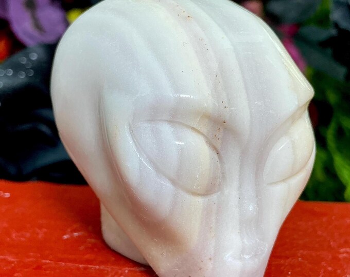 CLEARANCE ~ Chalcedony Alien Crystal Mini Skull ~ 6 oz. ~ 2" Long ~ Sparkling White & Blue Gemstone ~ Hand-Carved Sculpture ~ Free Shipping