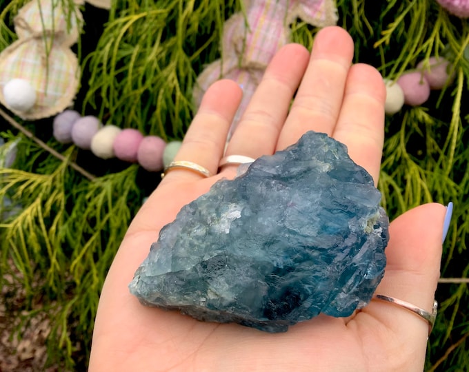Blue Fluorite Crystal Cluster ~ 3" Long ~ Sparkling Mineral Matrix ~ Third Eye Chakra Reiki Healing Altar Display, Meditation, Metaphysical