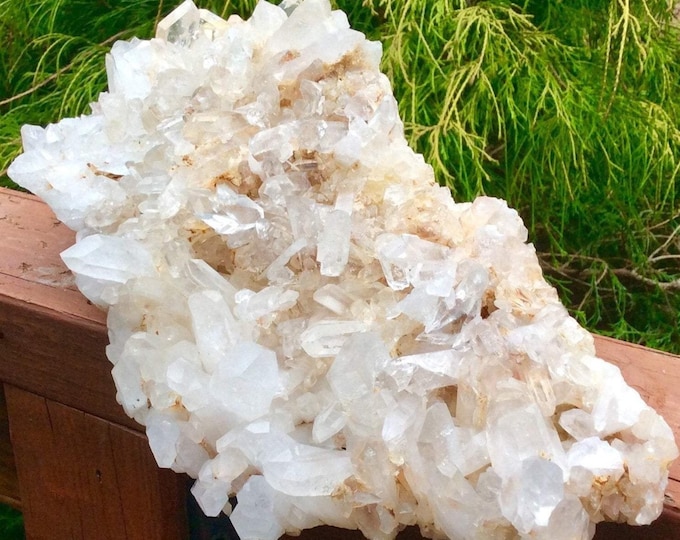 CLEARANCE! ~ Clear Quartz Golden Healer Crystal Cluster ~ Large 6 lb. 12 oz. ~ 12" Long ~ Natural Home Decor ~ Fast & Free Shipping