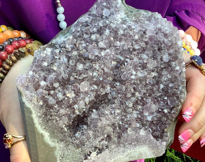 CLEARANCE! ~ Amethyst Crystal Cluster ~ Large 3 lb. 11 oz. ~ 6" Tall ~ Crown Chakra Altar Display ~ Metaphysical Home Decor