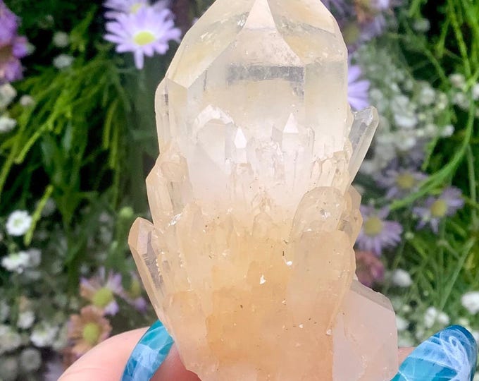 Golden Healer  Clear Quartz Elestial Crystal ~ 3.5 oz.  ~ 2 1/2" Long ~ Meditation, Handheld Size ~ Sparkling Inclusions