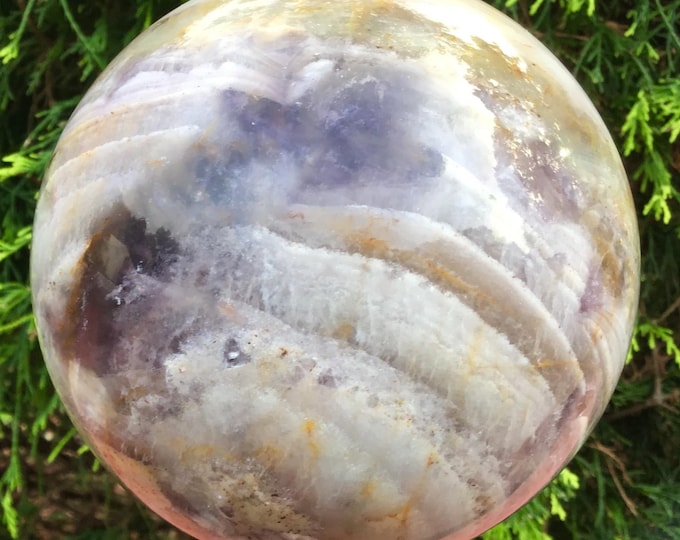 Lavender Purple and White Fluorite Crystal Ball ~ Large 5 Lb. 5 oz ~ Reiki, Meditation, Altar, Metaphysical Home Decor ~Fast & Free Shipping