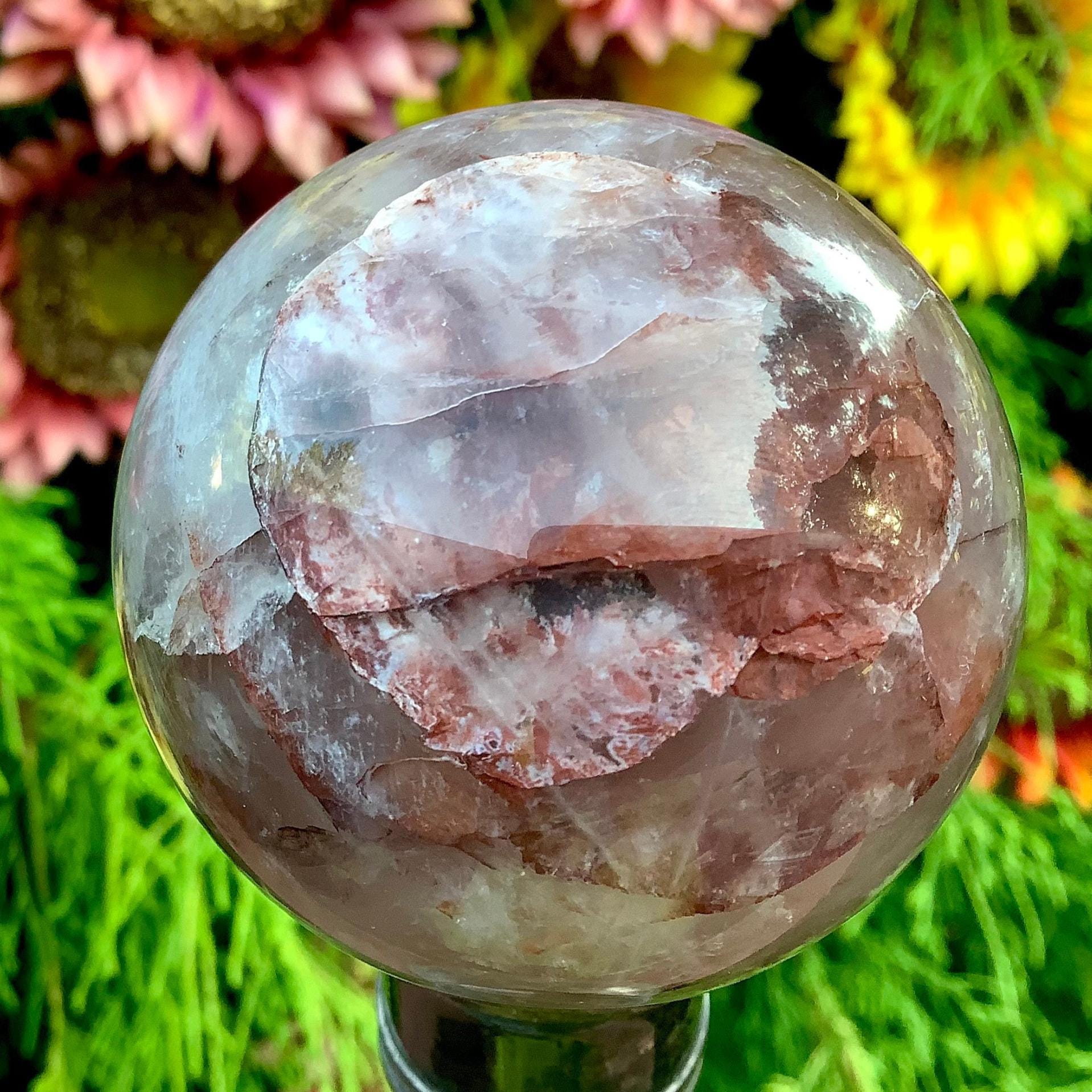 CLEARANCE ~ Red Phantom Quartz Crystal Ball ~ 8.3 Oz. ~ 1 1/2