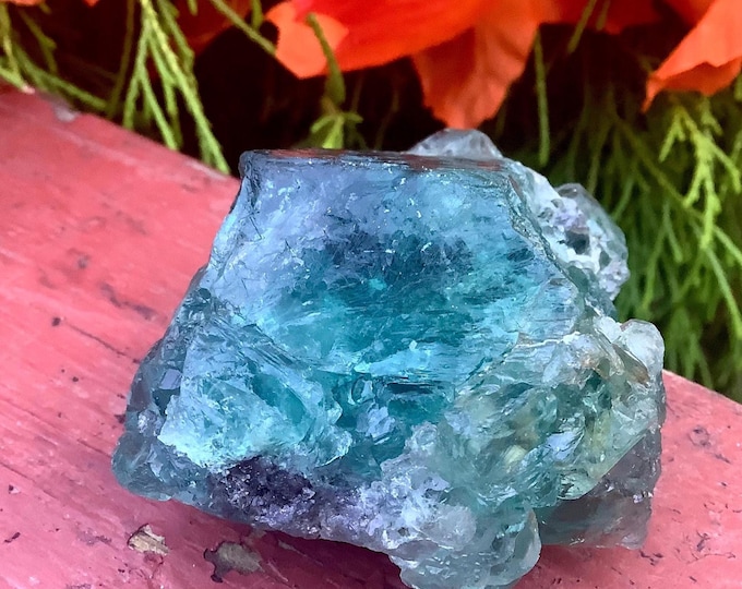 Blue Fluorite Crystal ~ Large 6 oz. ~ 2" Long ~ Rare Ocean Blue Color ~ Third Eye Chakra ~ Reiki Healing ~ Meditation Crystal ~ Metaphysical