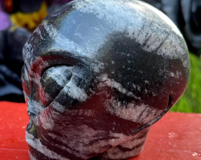 CLEARANCE ~ Picasso Jasper Alien Mini Crystal Skull ~ Large 5 oz. ~ 2" Tall ~ With Subtle Gray Patterns ~ Fast & Free Shipping