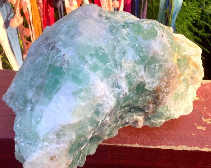 Mint Green Fluorite Crystal Cluster ~ 5 Lb. 15 oz. ~ 8" Long ~ Sparkling Rainbow & White Mineral Matrix