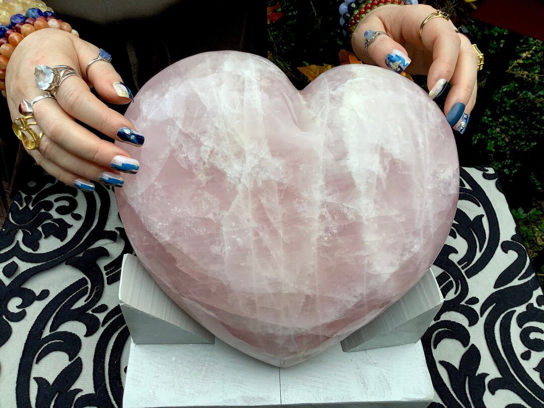 Rose Quartz Large 23 Lb. Clear Crystal Heart 10 Wide Free Standing ...