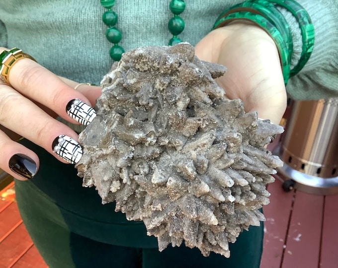 Cave Calcite Crystal Cluster ~ Large 1 Lb. 15 oz. ~ 5" Long ~ Natural Display Mineral on Matrix ~ Sparkling Points