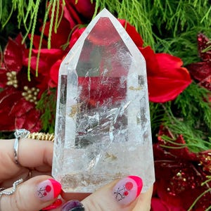 Ultra Clear Quartz Crystal Generator ~ 12 oz. ~ 4&quot; Tall ~ Sparkling Silver Inclusions, Colorful Rainbows ~ Super High Quality Home Decor ~