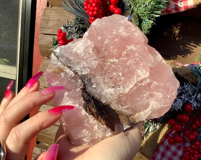 Rose Quartz Crystal Cluster ~ Large 3 lb. ~ 5" Long ~ Crystal Goddess 888 Collection ~ Fast & Free Shipping, U.S.A + Global Shipping ~