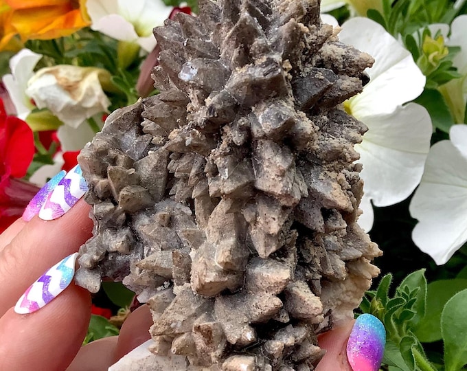 CLEARANCE ~ Cave Calcite Crystal Cluster ~ Large 7 oz. ~ 3" Long ~ Natural Display Mineral on Matrix ~ Sparkling Points