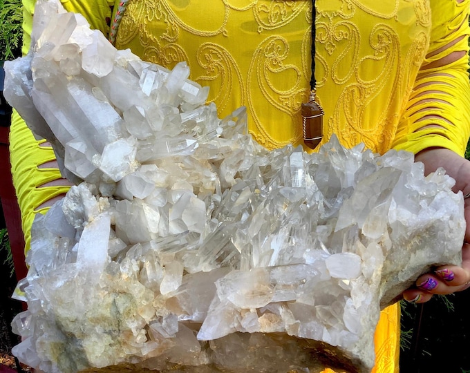 Clear Quartz Crystal Cluster ~ Large 33 Lb.  ~ 12" Long ~ Ultra Sparkling Points ~ Metaphysical Home Decor