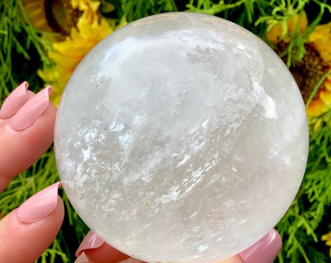 Clear Quartz Crystal Ball ~ 1 Lb. ~ 3" Wide ~ Ultra Sparkling Polished Sphere ~ Beautiful Natural Home Decor ~ Fast & Free Shipping from USA