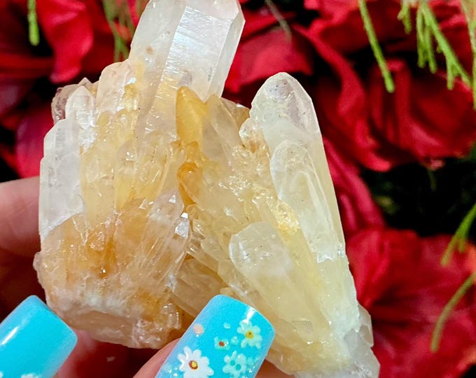 Golden Healer Clear Quartz Elestial Crystal ~ 3 1/2 oz.  ~ 2 1/2" Long ~ Meditation, Handheld Size ~ Sparkling Inclusions