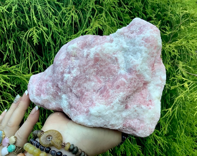 Pink Opal Crystal Cluster ~ Large 5 lb. 9 oz. ~ 7 1/2" Long ~ Heart Chakra Reiki Display ~ Love, Beauty, Goddess Altar Decor ~ Rare Specimen