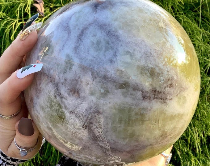 Citrine Crystal Ball ~ Large 10 lb. 15 oz. ~ 6" Wide ~ Smokey Quartz Inclusions ~ Centerpiece Display ~ Home Decor ~ Fast & Free Shipping ~
