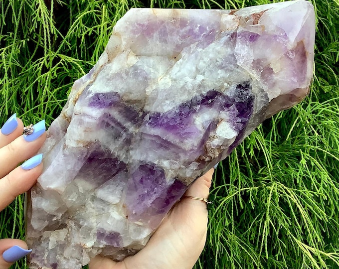 Chevron Amethyst Crystal Point ~ 5 Lb. 4 oz. ~ 10" Long ~ Raw Purple Quartz Specimen ~ Gorgeous Display ~ Feng Shui, Altar ~ Fast Shipping