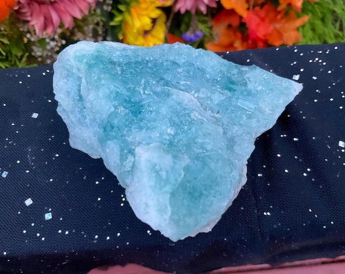 Blue Fluorite Crystal Cluster ~ Big 11 oz. ~ 3 1/2" Long ~ Sparkling Mineral Matrix ~ Rare Blue Color ~ Fast & Free Shipping from U.S.A. ~