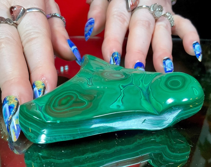 Malachite Crystal Freeform ~ 7 oz. ~ 3" Long ~ Vintage Green Mineral Specimen ~ Swirling Bulls Eye Patterns ~ Fast & Free Shipping ~