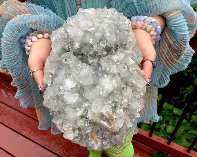 Clear Apophyllite Crystal Cluster ~ Large 12 Lb. ~ 10" Long ~ Stunning Sparkling Zeolite Specimen ~ Dazzling Display ~ Fast & Free Shipping