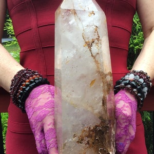 Clear Quartz Crystals Large 8 lb. 14 oz. Generator 11 Tall Golden Healer Sparkling Silver Inclusions Big Free-Standing Tower image 5