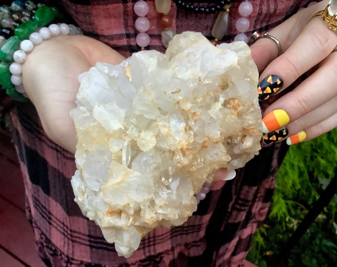Golden Healer Quartz Crystal Cluster ~ Large 1 Lb. 6 oz. ~ 4 1/2" Long ~ Natural Home Decor, Altar, Reiki, Meditation ~ Fast & Free Shipping