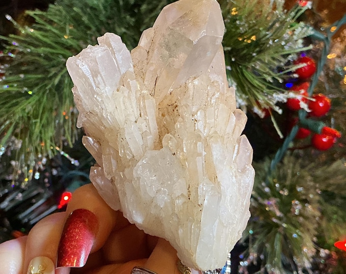 Tibetan Golden Healer Quartz Elestial Crystal Cluster 5.9 oz. Natural Home Decor